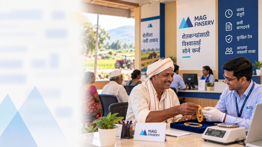Farmer securing a gold loan against jewellery at a MAG Finserv branch