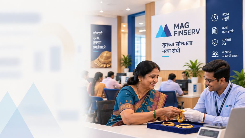 Woman customer completing gold loan formalities with a MAG Finserv officer