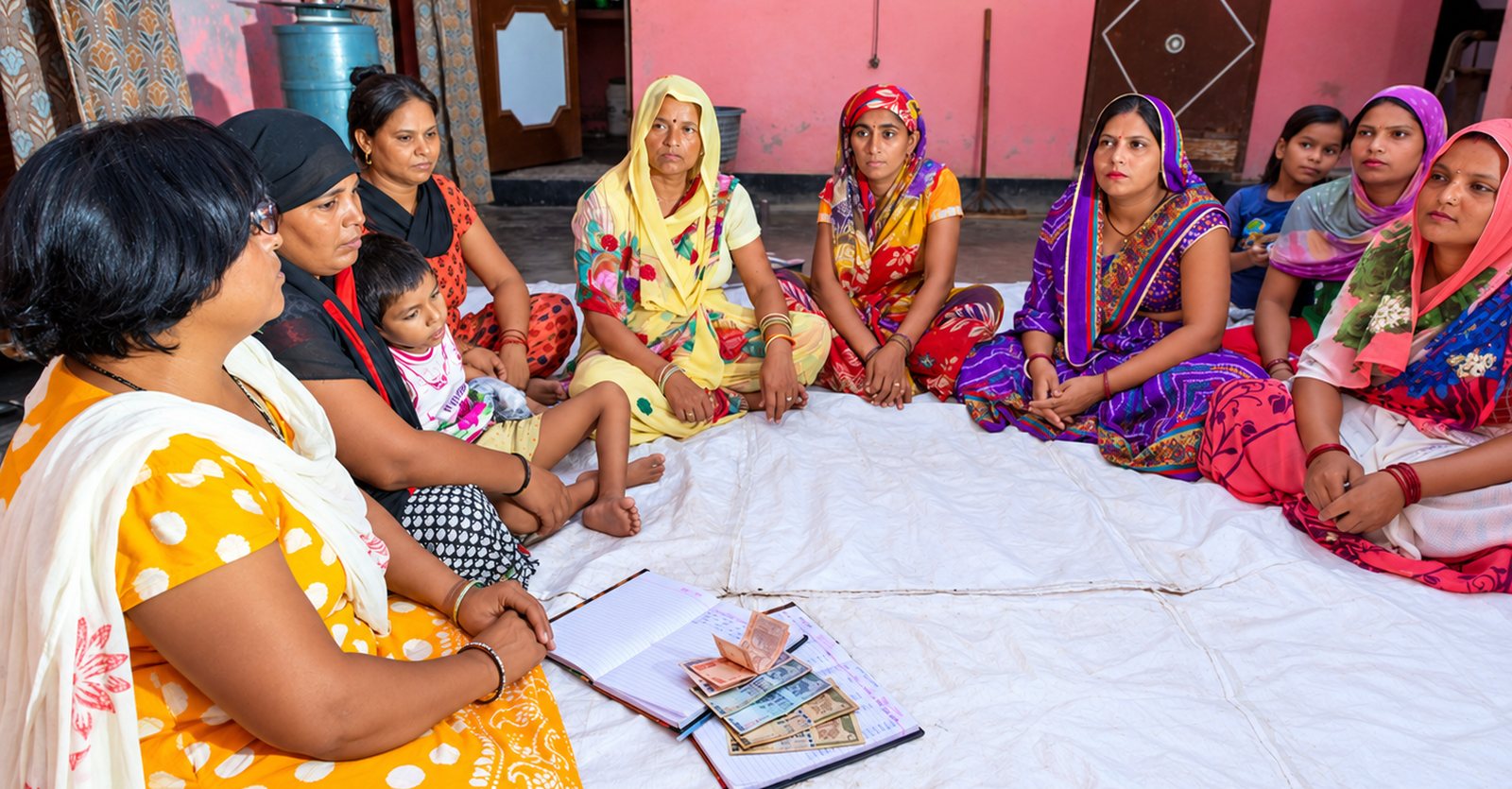 Women members of a self-help group supported by MAG Finserv micro finance